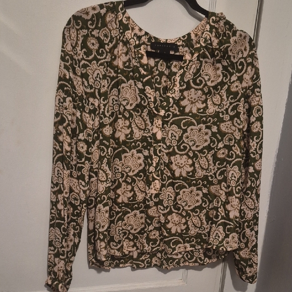 Sanctuary Tops - Small Floral Green and Light Pink Women's Top